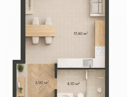 Студия, 25,4&nbsp;м²