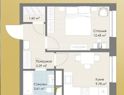 1-к. квартира, 32,7&nbsp;м²