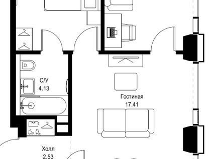 3-к. квартира, 59,4 м²