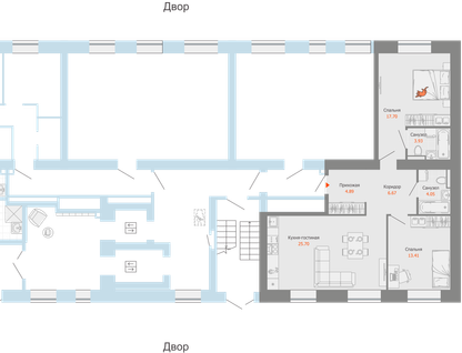 3-к. квартира, 76 м²