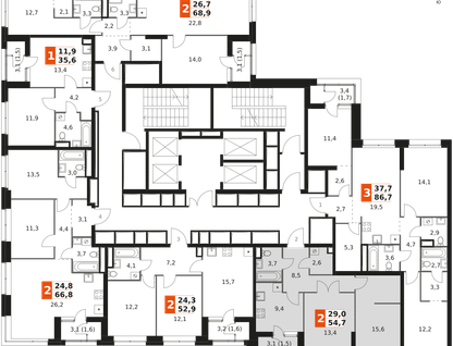 2-к. квартира, 54&nbsp;м²