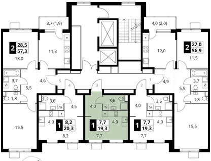 Студия, 19&nbsp;м²