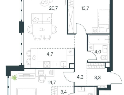 3-к. квартира, 72,2&nbsp;м²