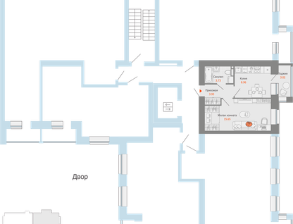 1-к. квартира, 34 м²