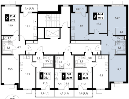 3-к. квартира, 79&nbsp;м²