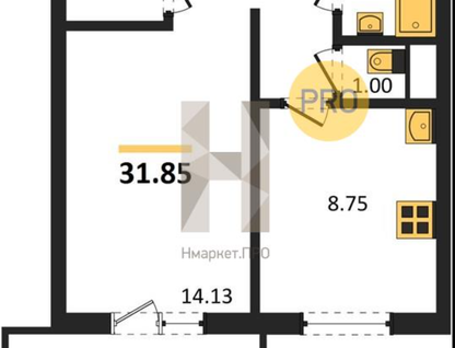1-к. квартира, 31,9&nbsp;м²