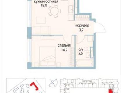 2-к. квартира, 41,4 м²