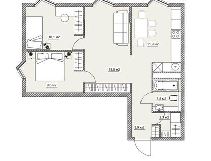 3-к. квартира, 60,7&nbsp;м²