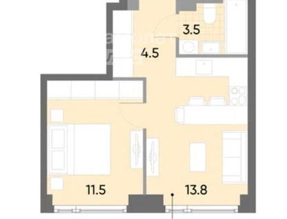 1-комнатная квартира, 33,9&nbsp;м²