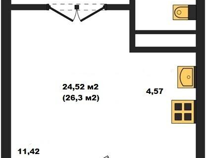 1-к. квартира, 28,1&nbsp;м²