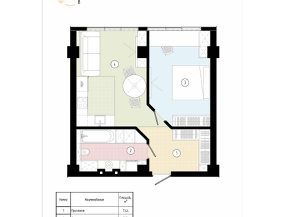 1-к. квартира, 49&nbsp;м²