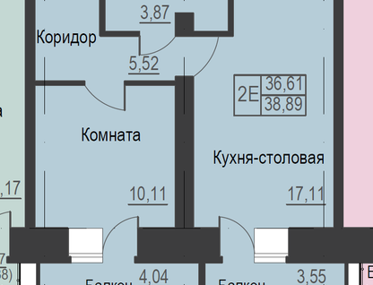 2-к. квартира, 38,9&nbsp;м²