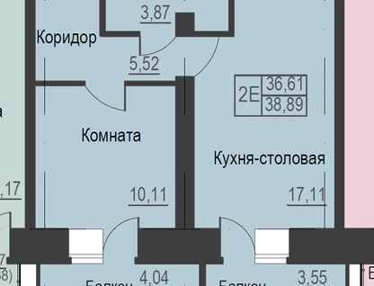 2-к. квартира, 38,9&nbsp;м²