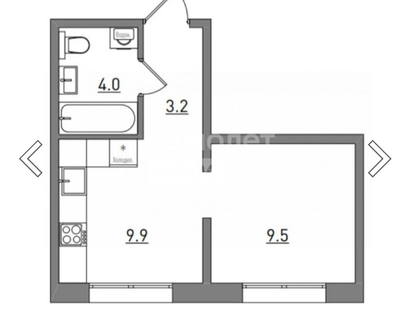 1-к. квартира, 26,6&nbsp;м²