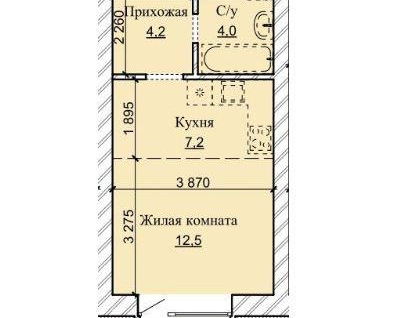 Студия, 29,2&nbsp;м²