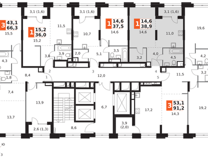 1-к. квартира, 38 м²