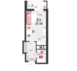 Студия, 27,2&nbsp;м²