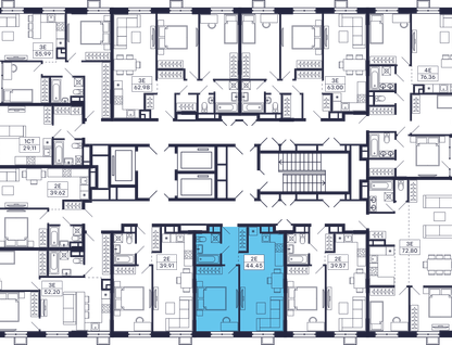 1-к. квартира, 44 м²