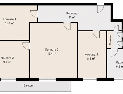 4-к. квартира, 64,3&nbsp;м²