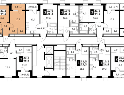2-к. квартира, 44 м²