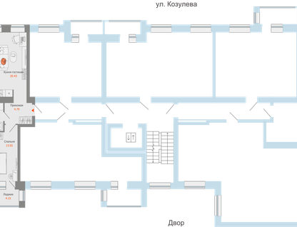 2-к. квартира, 44 м²