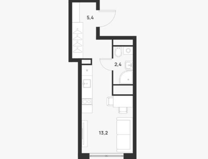 1-к. квартира, 21 м²