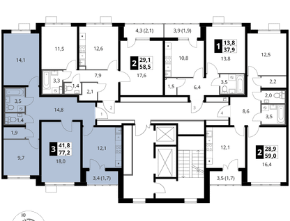 3-к. квартира, 77&nbsp;м²