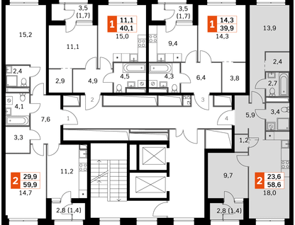 2-к. квартира, 58&nbsp;м²