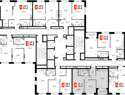 3-к. квартира, 54&nbsp;м²