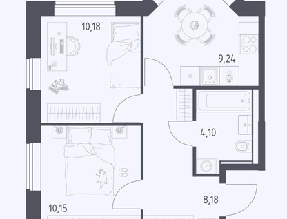 2-к. квартира, 41&nbsp;м²
