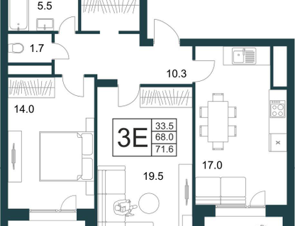 3-к. квартира, 71,6&nbsp;м²