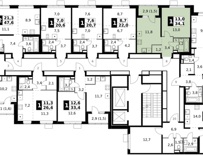 1-к. квартира, 34&nbsp;м²