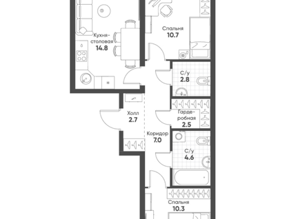 2-к. квартира, 57,2&nbsp;м²
