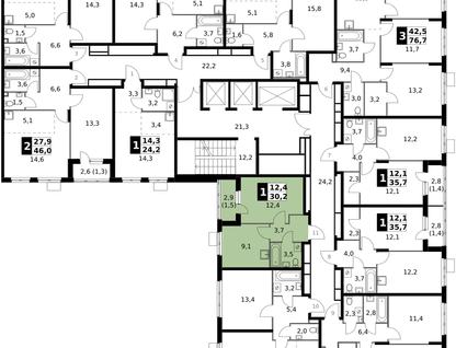 1-к. квартира, 30&nbsp;м²