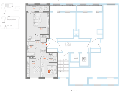 2-к. квартира, 70 м²