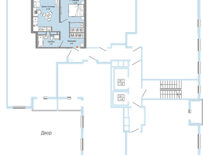 2-к. квартира, 43 м²