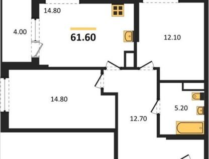 2-к. квартира, 61,6&nbsp;м²