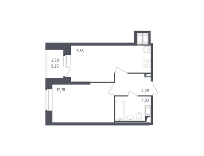 1-к. квартира, 36&nbsp;м²