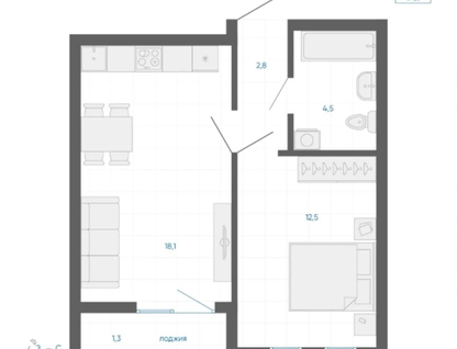 1-к. квартира, 38,9&nbsp;м²