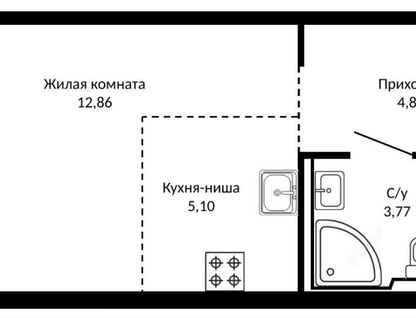 Студия, 26,1&nbsp;м²