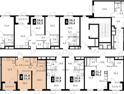 2-к. квартира, 52&nbsp;м²