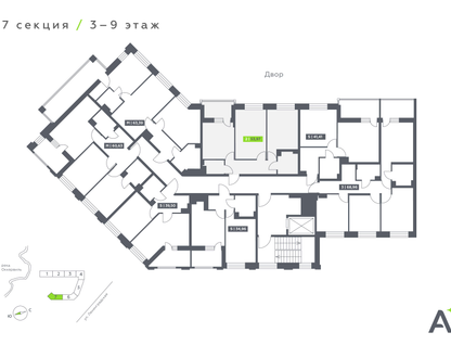 2-к. квартира, 53 м²