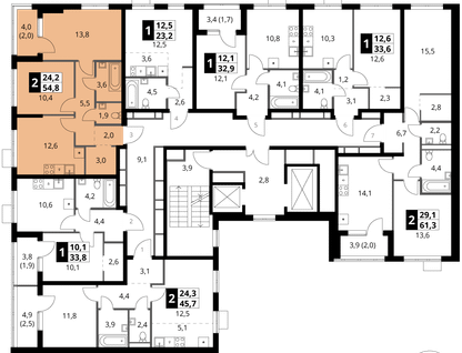 2-к. квартира, 54&nbsp;м²