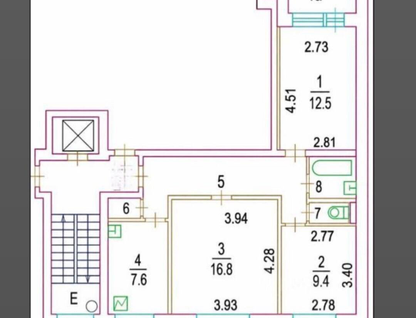 3-к. квартира, 60,5 м²