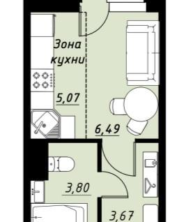 Студия, 20,3&nbsp;м²