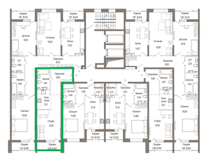 Студия, 36 м²