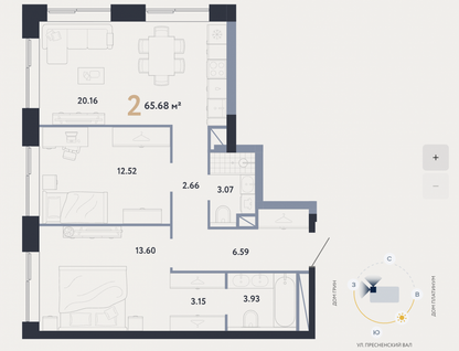 3-к. квартира, 68 м²