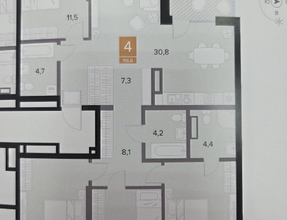 5-к. квартира, 116&nbsp;м²