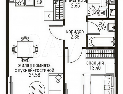 2-к. квартира, 47&nbsp;м²