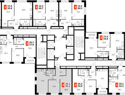 3-к. квартира, 56 м²